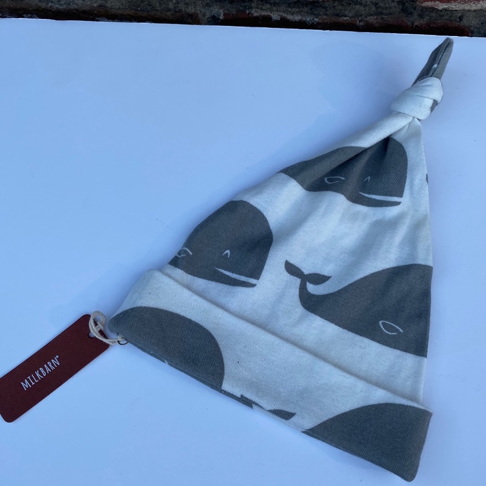 Milkbarn Knotted Hat Newborn Organic Cotton Whales